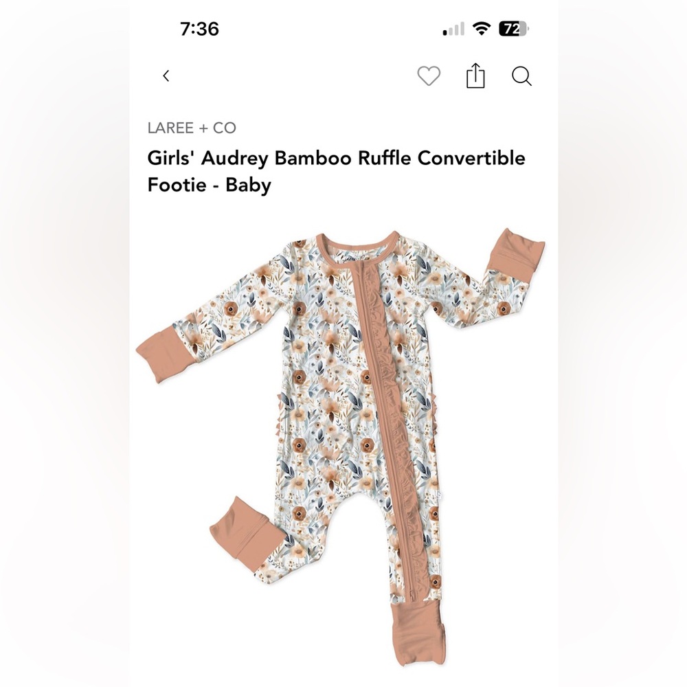 Laree + co zipper ruffle footie